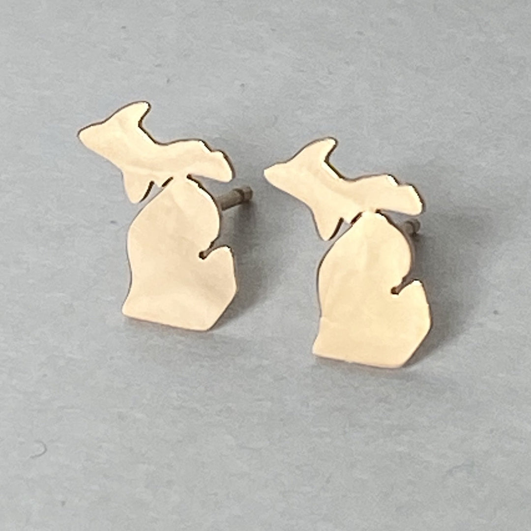 Michigan Rose Gold Post Earrings - Be Inspired UP