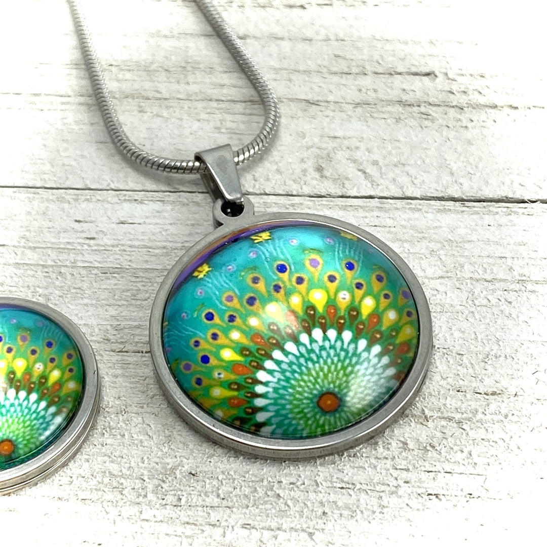 Mindful Mandala Pendant - Teal, E Yelland - Be Inspired UP