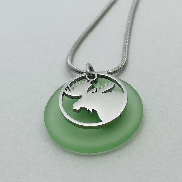 Moose Antlers Beach Glass Pendant - Be Inspired UP
