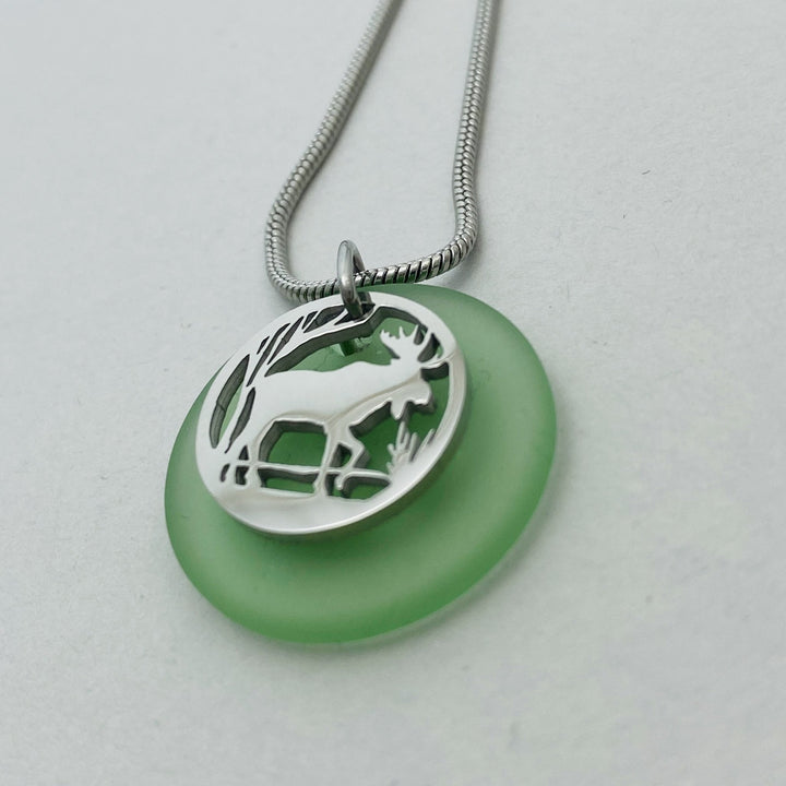 Moose in the Woods Beach Glass Pendant - Be Inspired UP