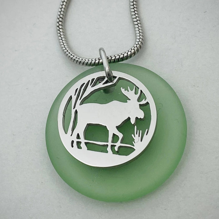 Moose in the Woods Beach Glass Pendant - Be Inspired UP