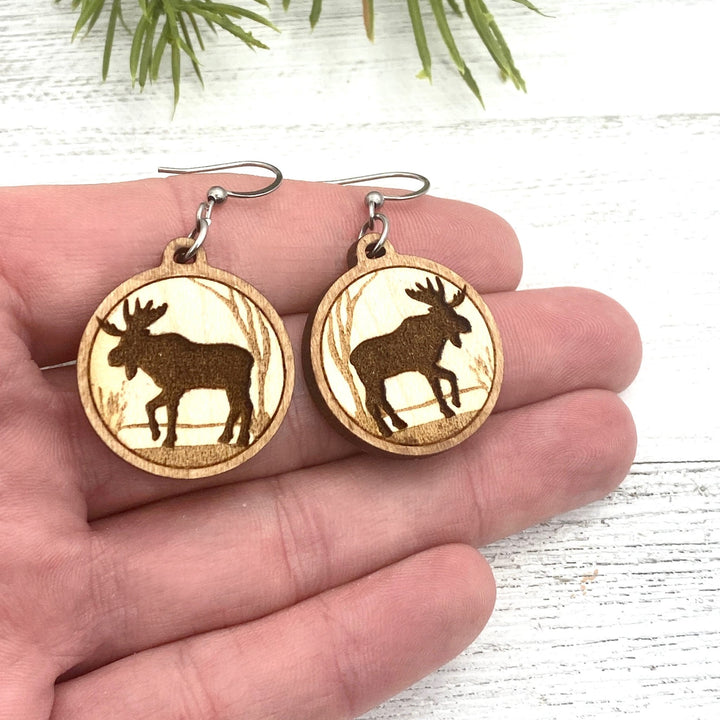 Moose Wooden Earrings - Be Inspired UP