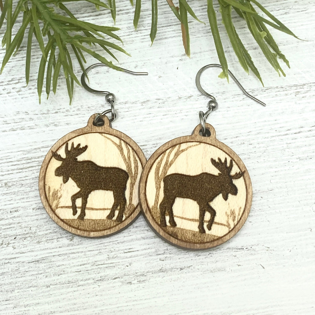 Moose Wooden Earrings - Be Inspired UP