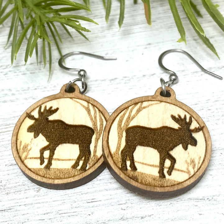 Moose Wooden Earrings - Be Inspired UP