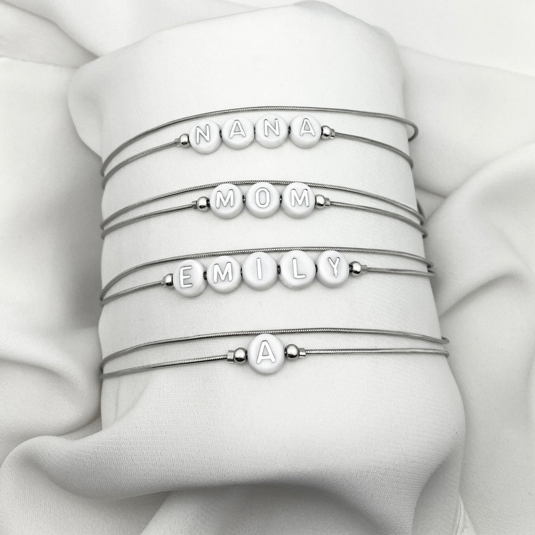 Name Initial chain wrap bracelet Silver - Be Inspired UP