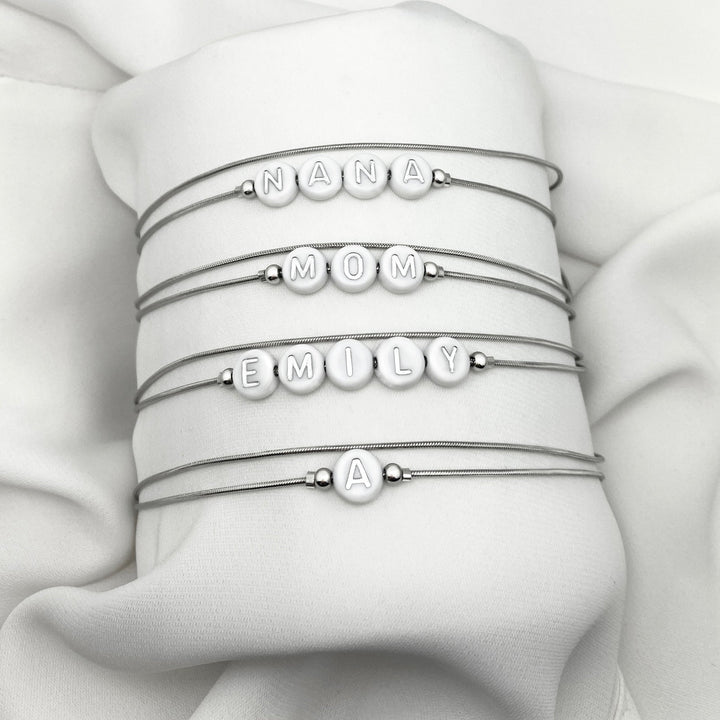Name Initial chain wrap bracelet Silver - Be Inspired UP