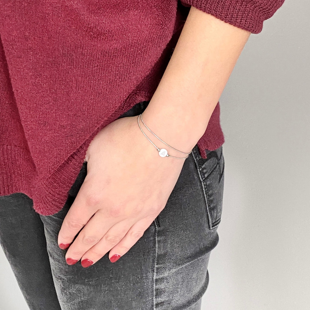 Name Initial chain wrap bracelet Silver - Be Inspired UP
