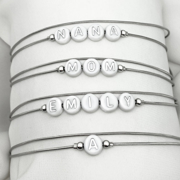 Name Initial chain wrap bracelet Silver - Be Inspired UP