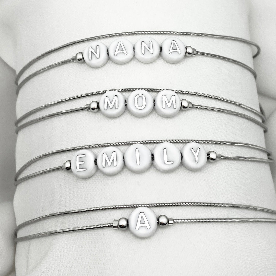 Name Initial personalized wrap bracelet Silver - Be Inspired UP