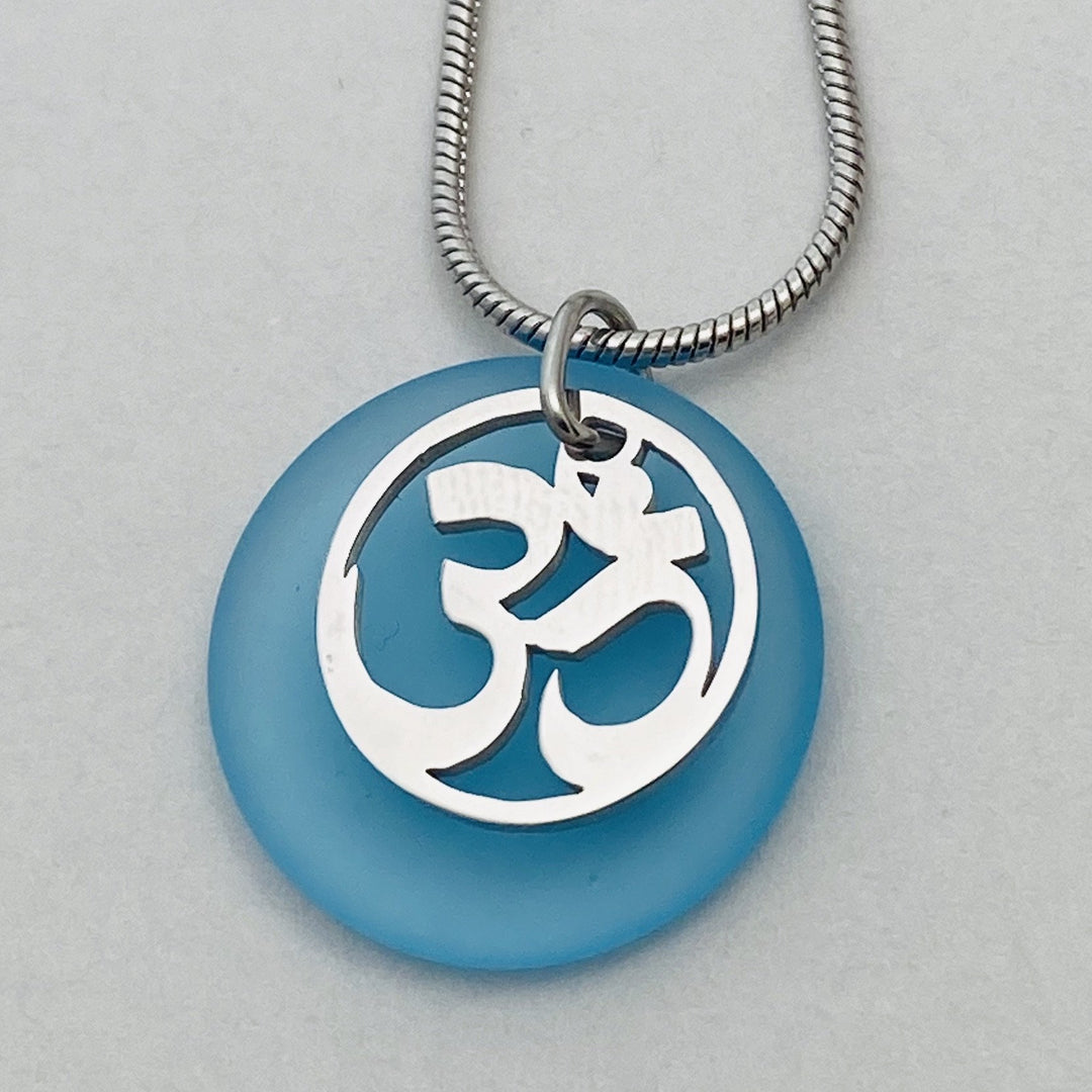 Om Symbol Beach glass Pendant - Be Inspired UP