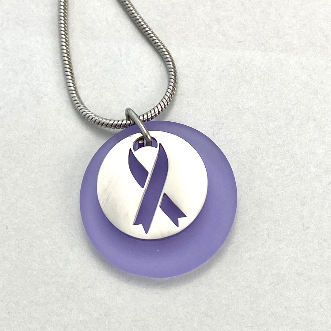 Ribbon of Hope Beach Glass Pendant - Be Inspired UP