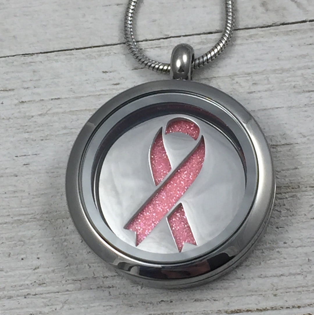 Ribbon of Hope Glass Locket - Be Inspired UP