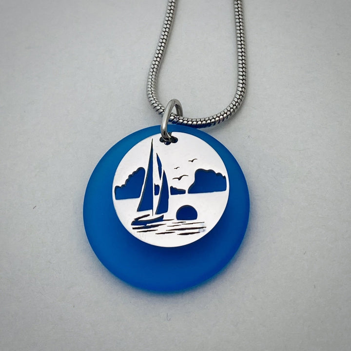 Sailboat Beach Glass Pendant - Be Inspired UP