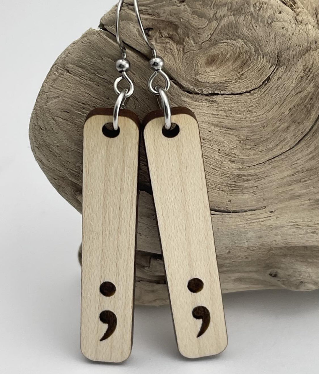 Semicolon Wooden Earrings - Be Inspired UP
