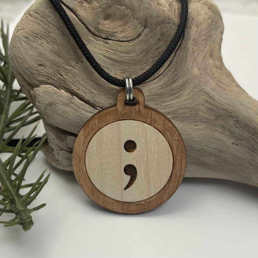 Semicolon Wooden Pendant - Be Inspired UP