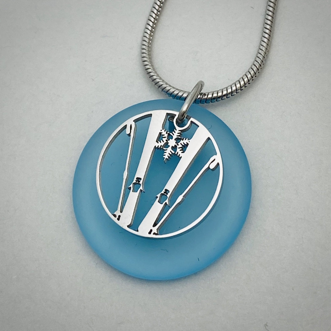 Ski Beach Glass Pendant - Be Inspired UP