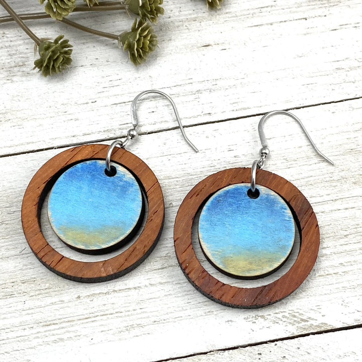 Sunrise hand painted wood earrings - Be Inspired UP