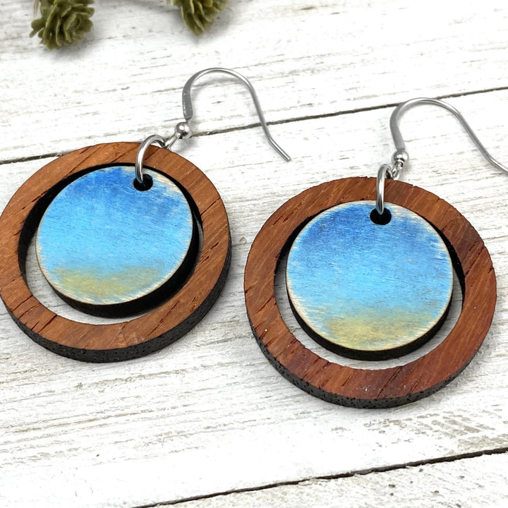 Sunrise hand painted wood earrings - Be Inspired UP