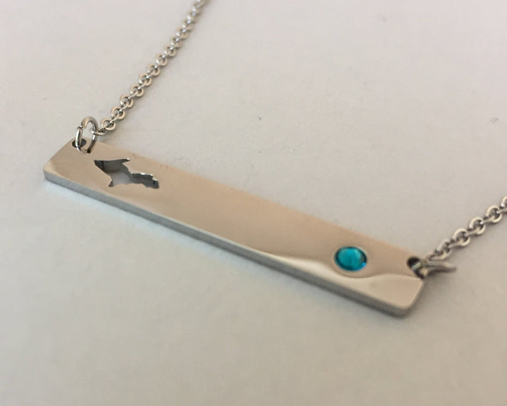 UP Cutout Bar Pendant, w Birthstone, Horizontal - Be Inspired UP