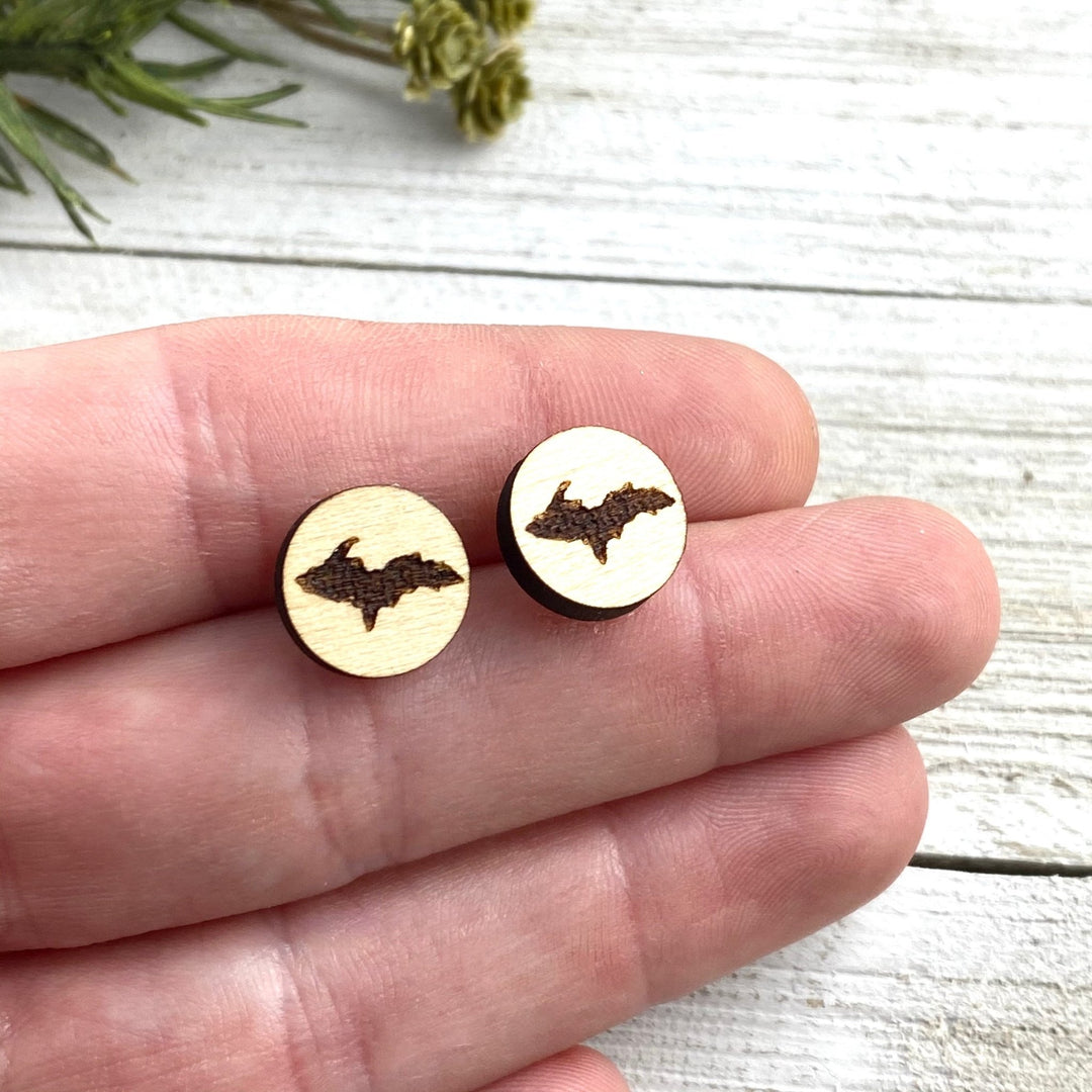 UP engraved Wood Post Earrings - Be Inspired UP