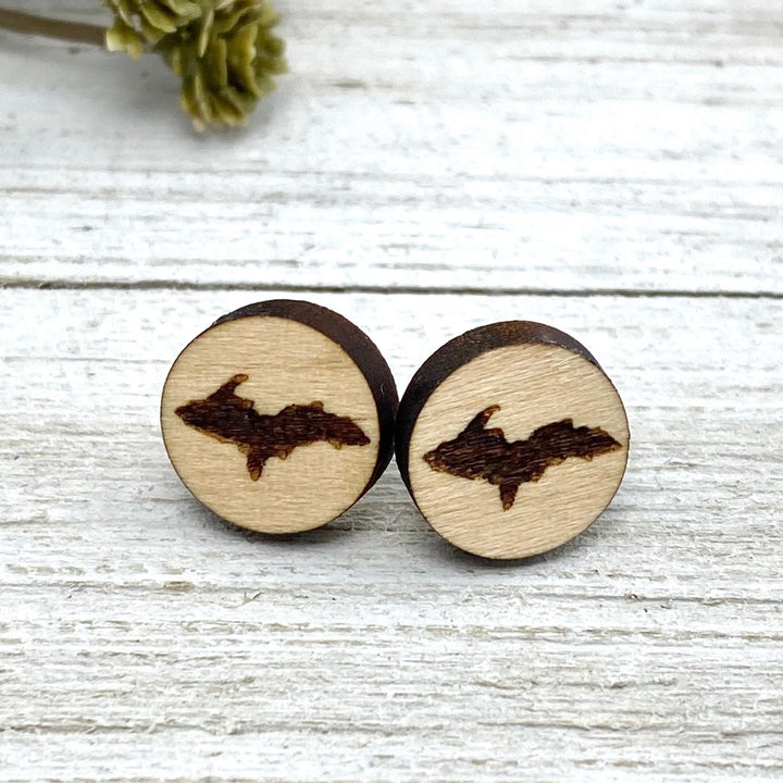 UP engraved Wood Post Earrings - Be Inspired UP