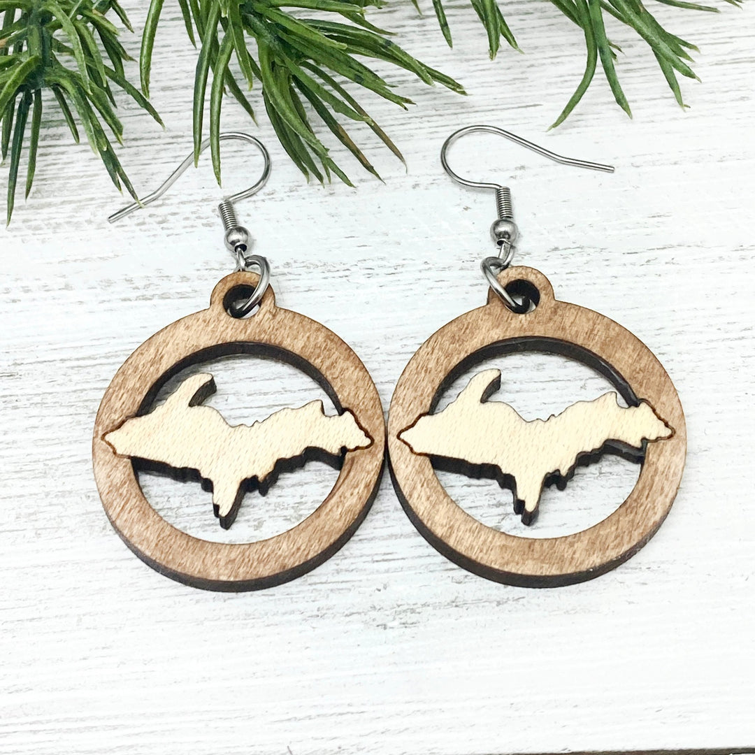 Upper Peninsula Wooden Cutout Earrings - Be Inspired UP