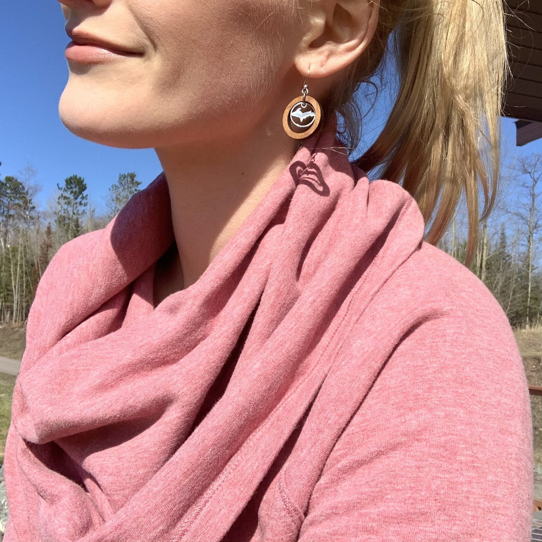 Upper Peninsula Wooden Hoop Earrings - Be Inspired UP