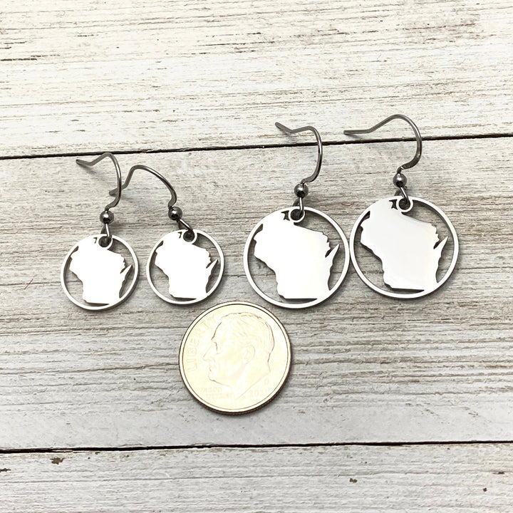 Wisconsin Earrings circle outline - Be Inspired UP