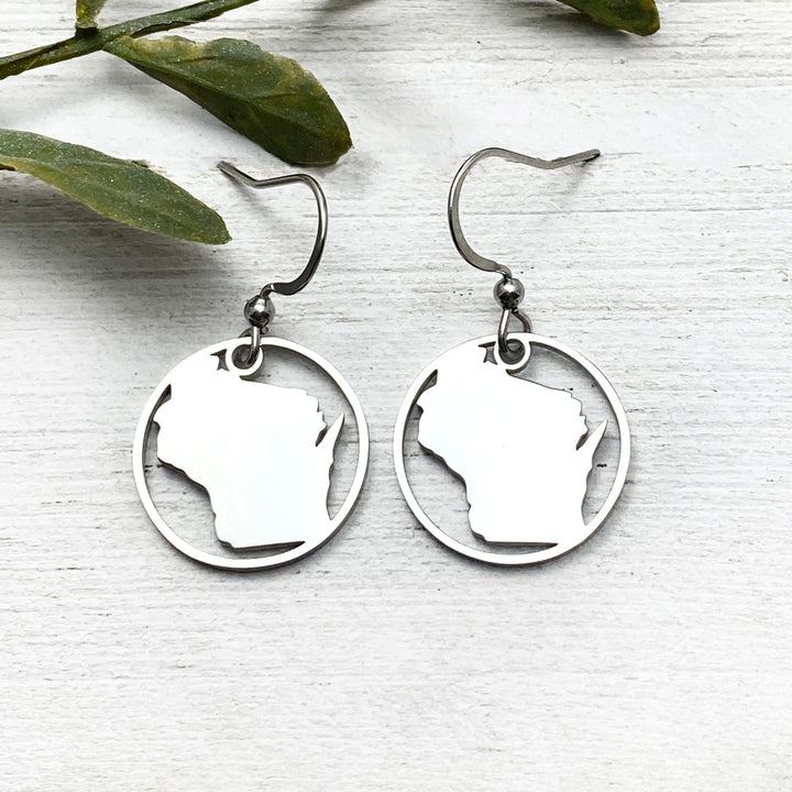 Wisconsin Earrings circle outline - Be Inspired UP