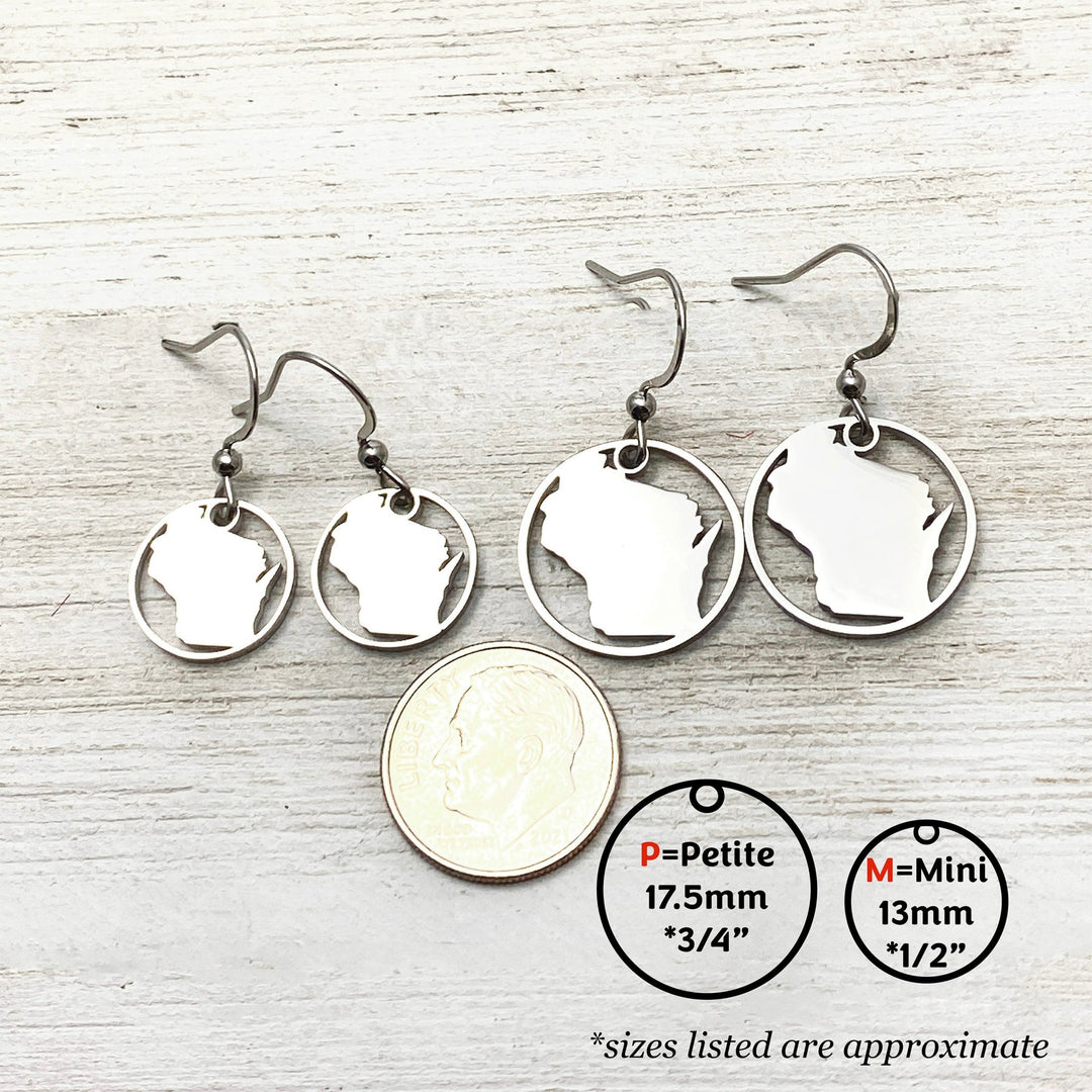 Wisconsin Earrings circle outline - Be Inspired UP