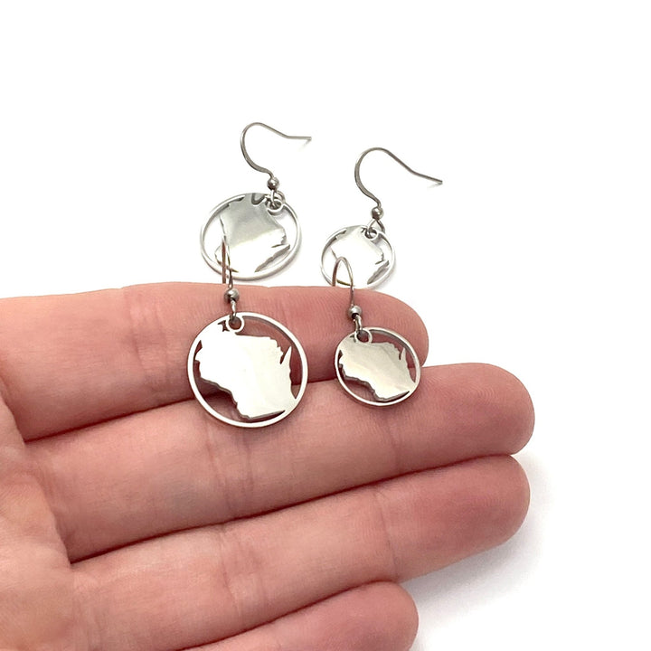 Wisconsin Earrings circle outline - Be Inspired UP