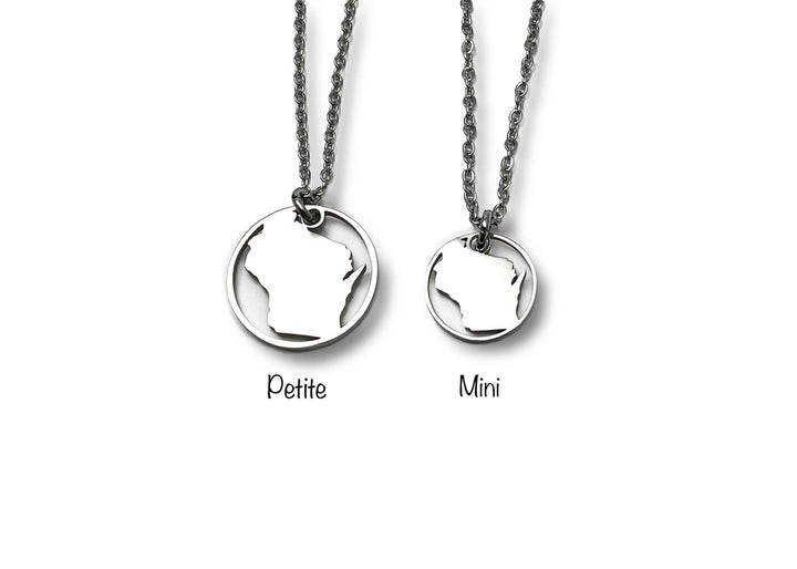 Wisconsin Pendant, circle outline, petite or Mini - Be Inspired UP