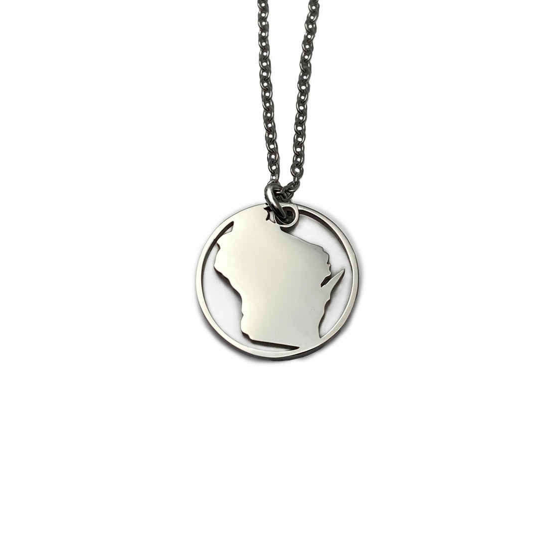 Wisconsin Pendant, circle outline, petite or Mini - Be Inspired UP