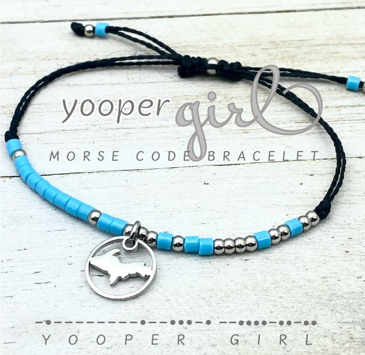 "Yooper Girl" Morse Code pull cord bracelet - Be Inspired UP