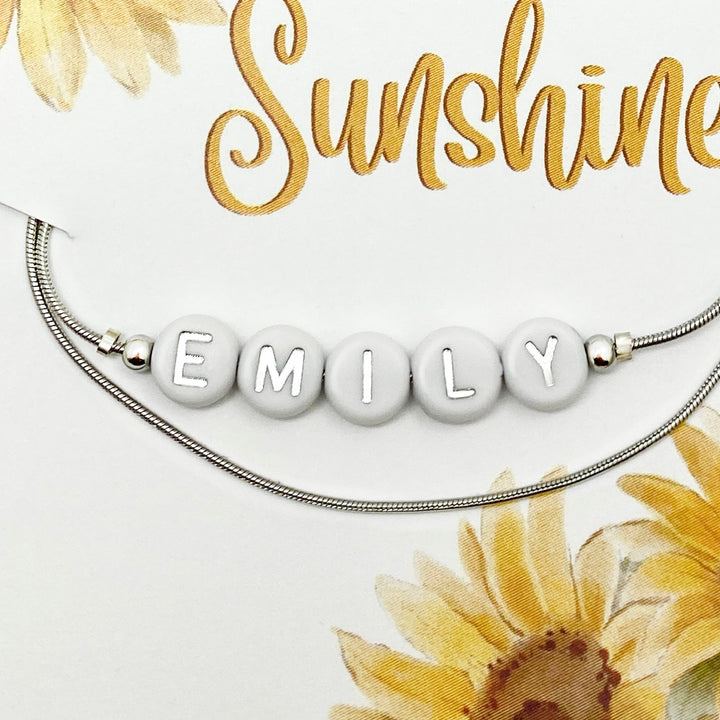 You are my SUNSHINE Personalized Name wrap bracelet Silver - Be Inspired UP
