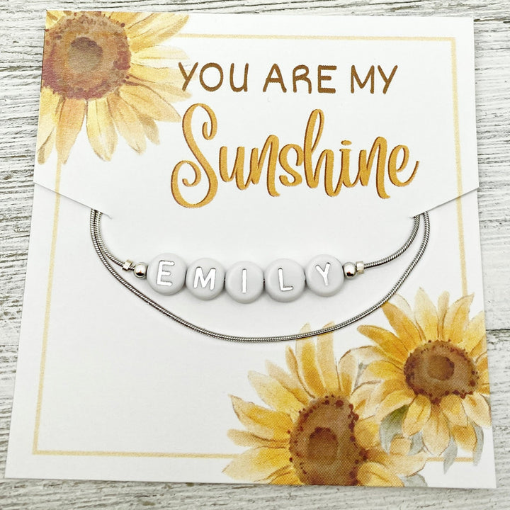 You are my SUNSHINE Personalized Name wrap bracelet Silver - Be Inspired UP