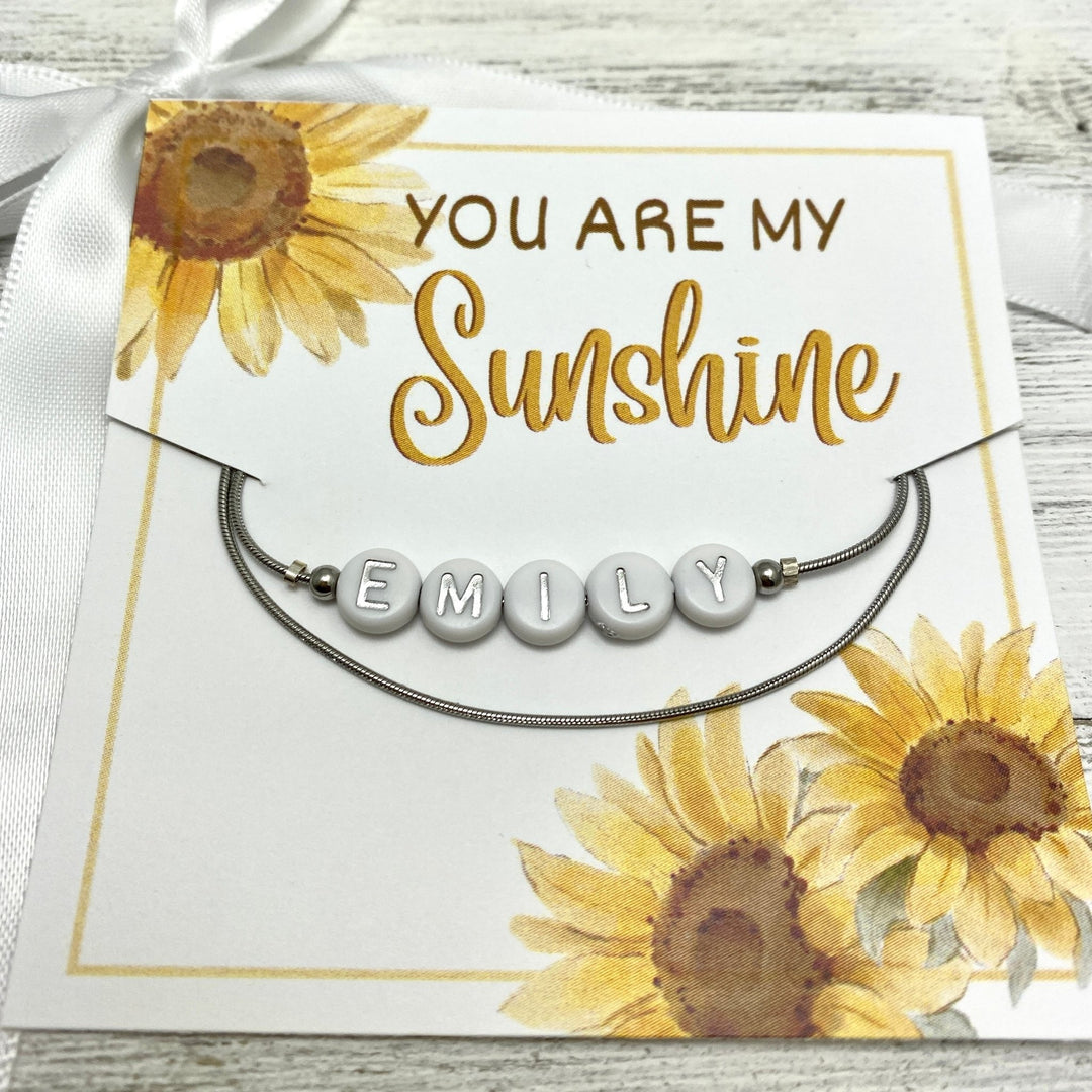 You are my SUNSHINE Personalized Name wrap bracelet Silver - Be Inspired UP